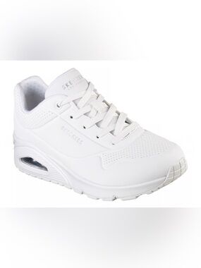 Skechers Uno-Flex All-White Low-Top Lace-Up Sneakers Size 7.5
